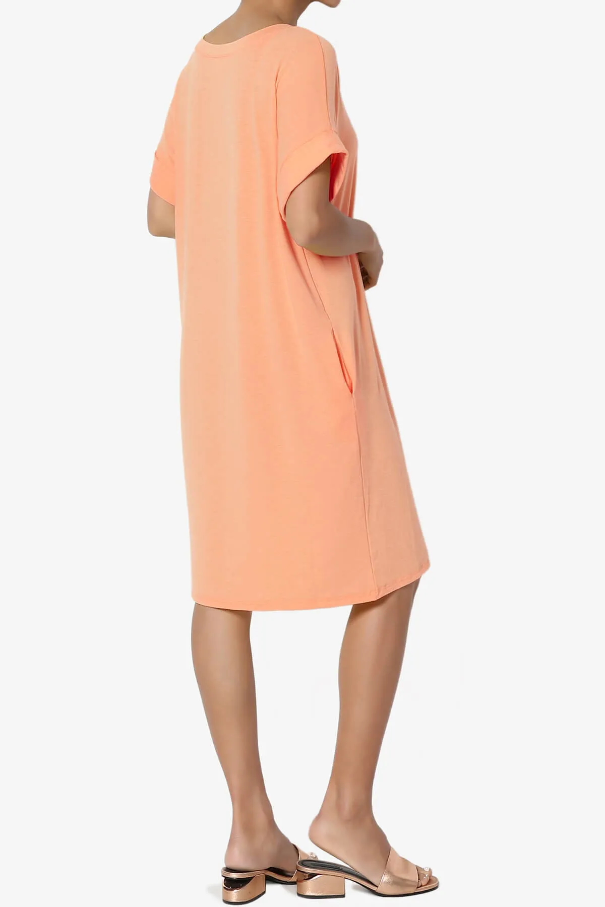 Janie Rolled Short Sleeve Round Neck Dress MORE COLORS