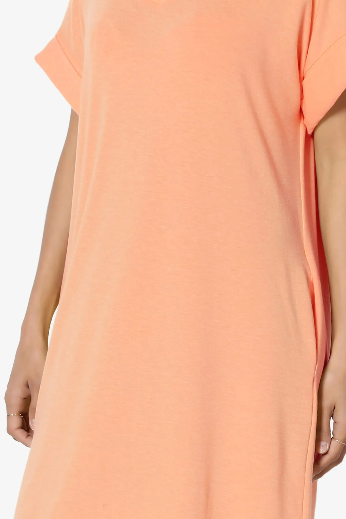 Janie Rolled Short Sleeve Round Neck Dress MORE COLORS