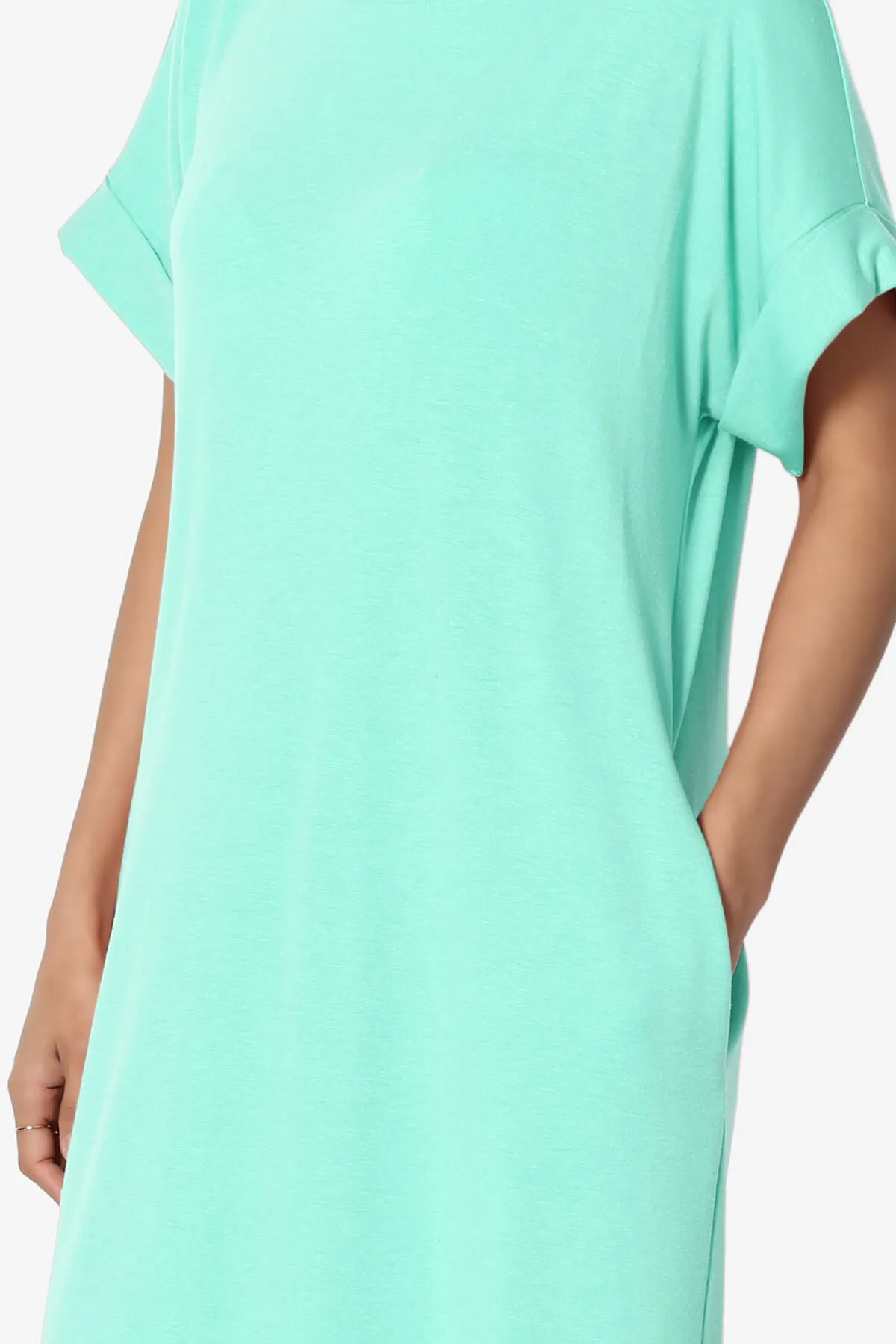 Janie Rolled Short Sleeve Round Neck Dress MORE COLORS