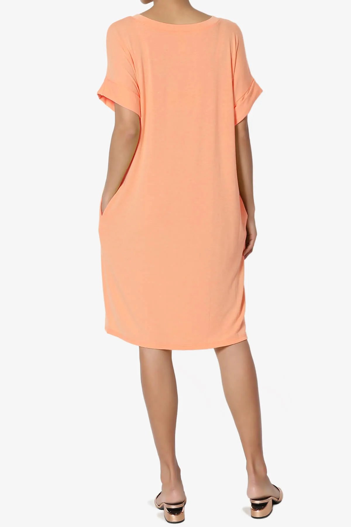 Janie Rolled Short Sleeve Round Neck Dress MORE COLORS