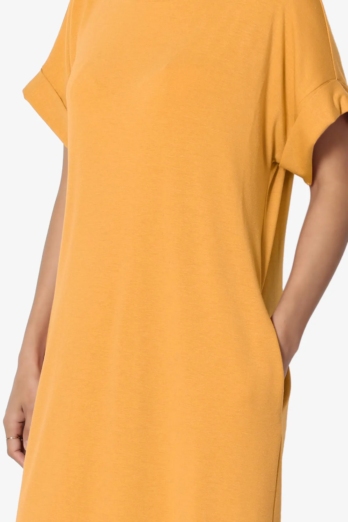 Janie Rolled Short Sleeve Round Neck Dress MORE COLORS