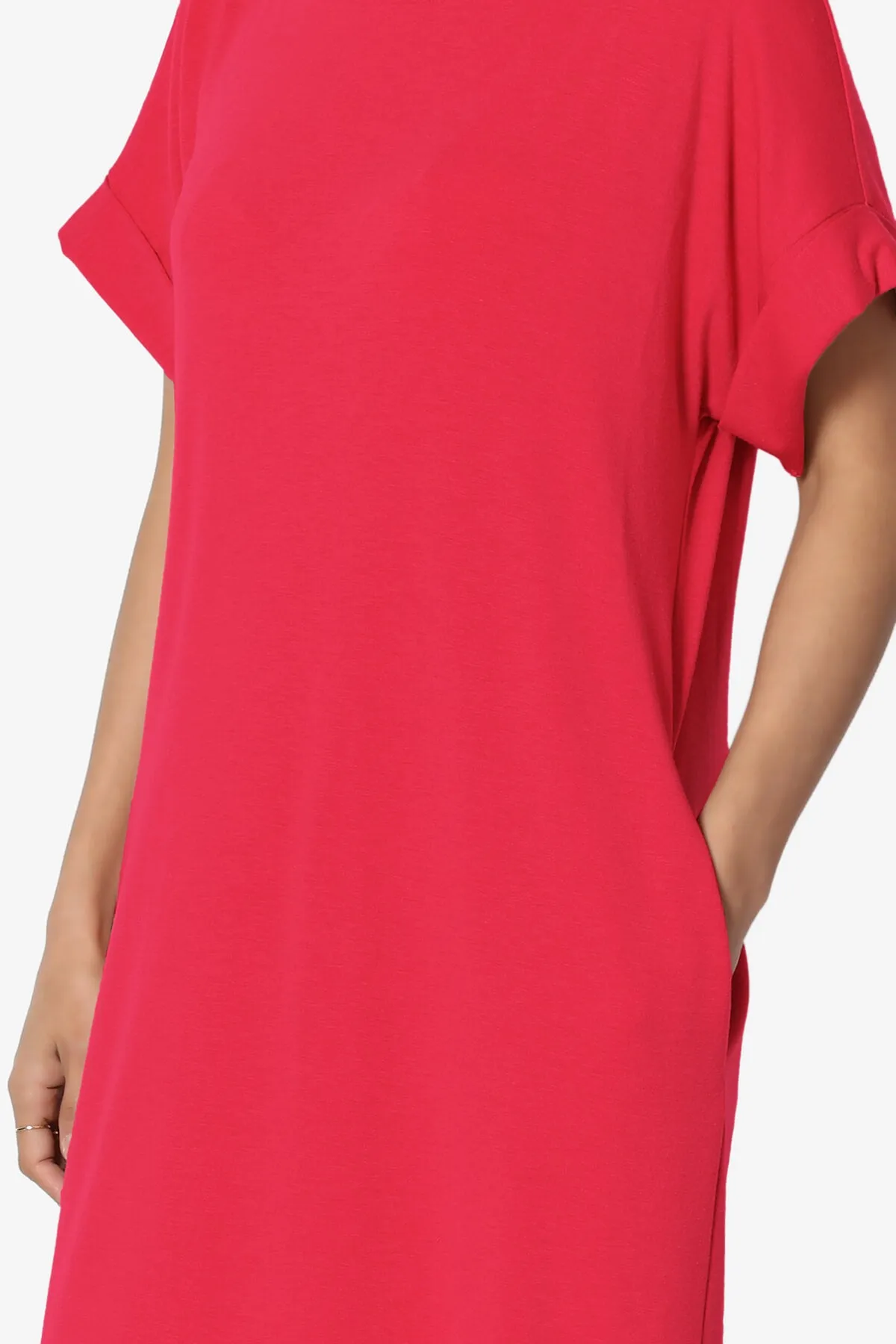 Janie Rolled Short Sleeve Round Neck Dress MORE COLORS