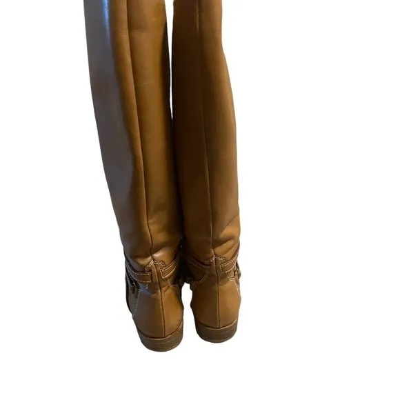Joan &amp; David Brown Camel Soft Leather Riding Boots Strappy Handmade Italy Sz 6?