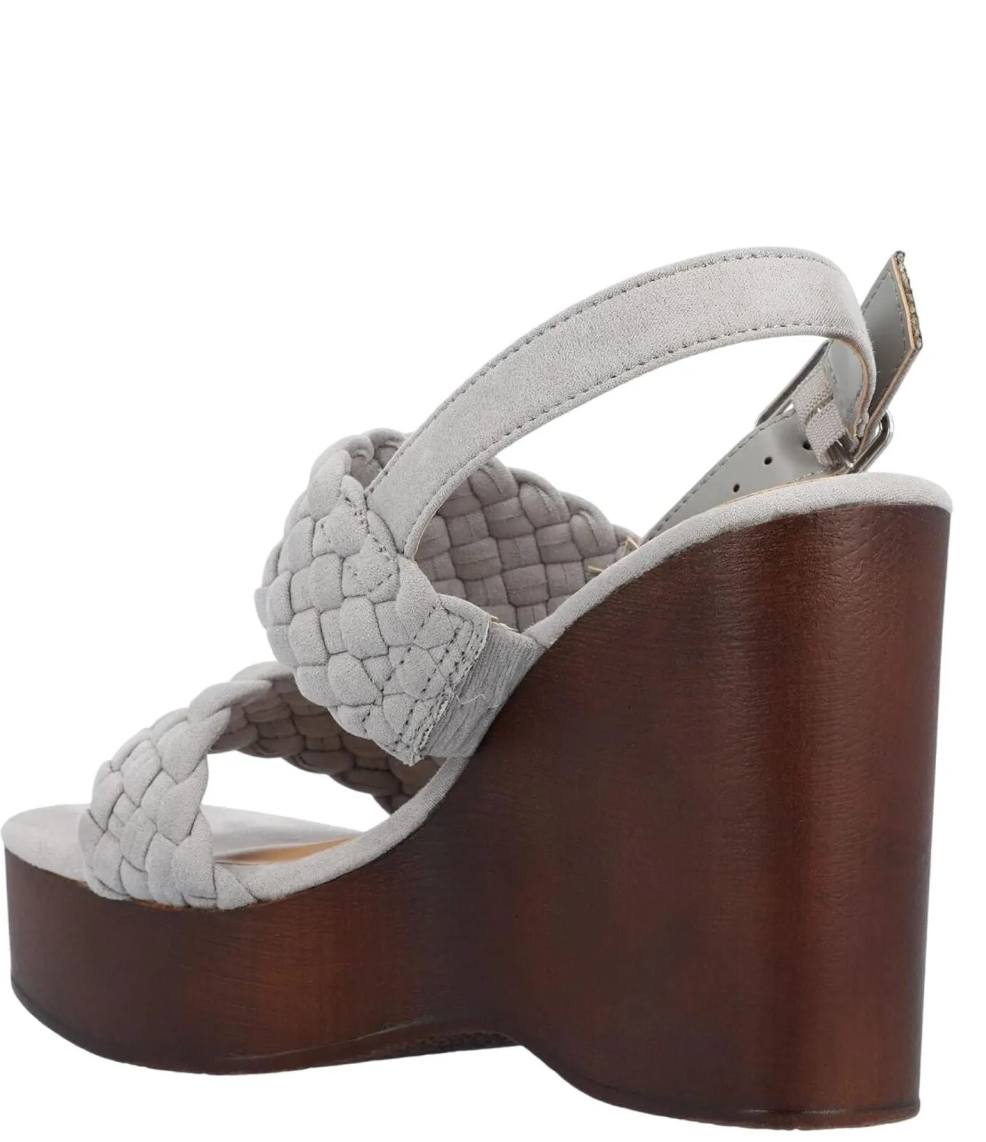 Journee Collection  Ayvee Comfort Foam Buckle Platform Wedge Sandals Gray 7.5M