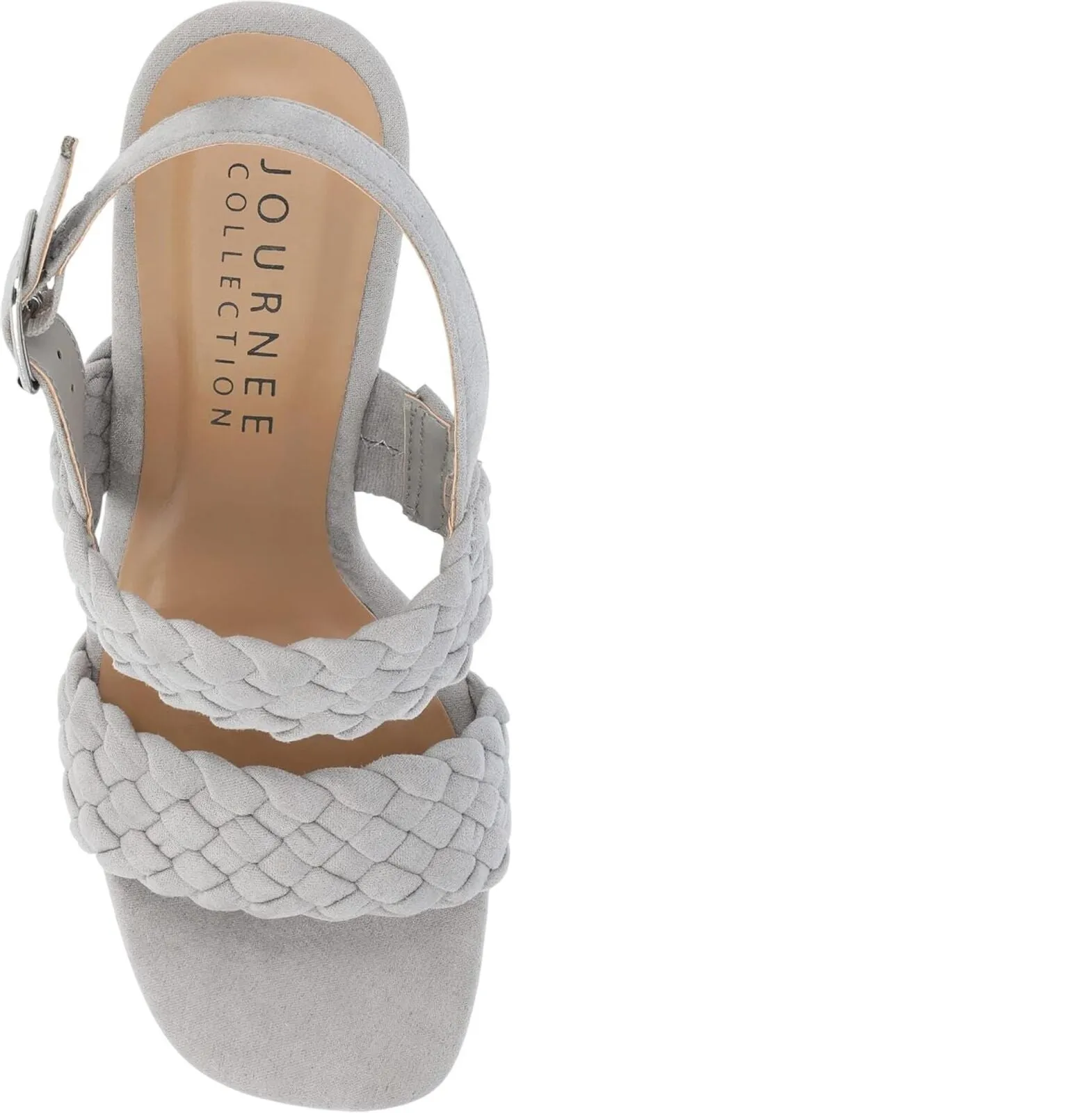 Journee Collection  Ayvee Comfort Foam Buckle Platform Wedge Sandals Gray 7.5M