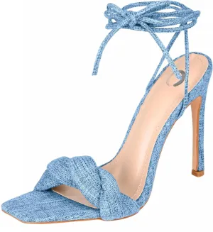Journee Collection Womens Edelie Tru Comfort Foam High Stiletto Sandals Blue 8M