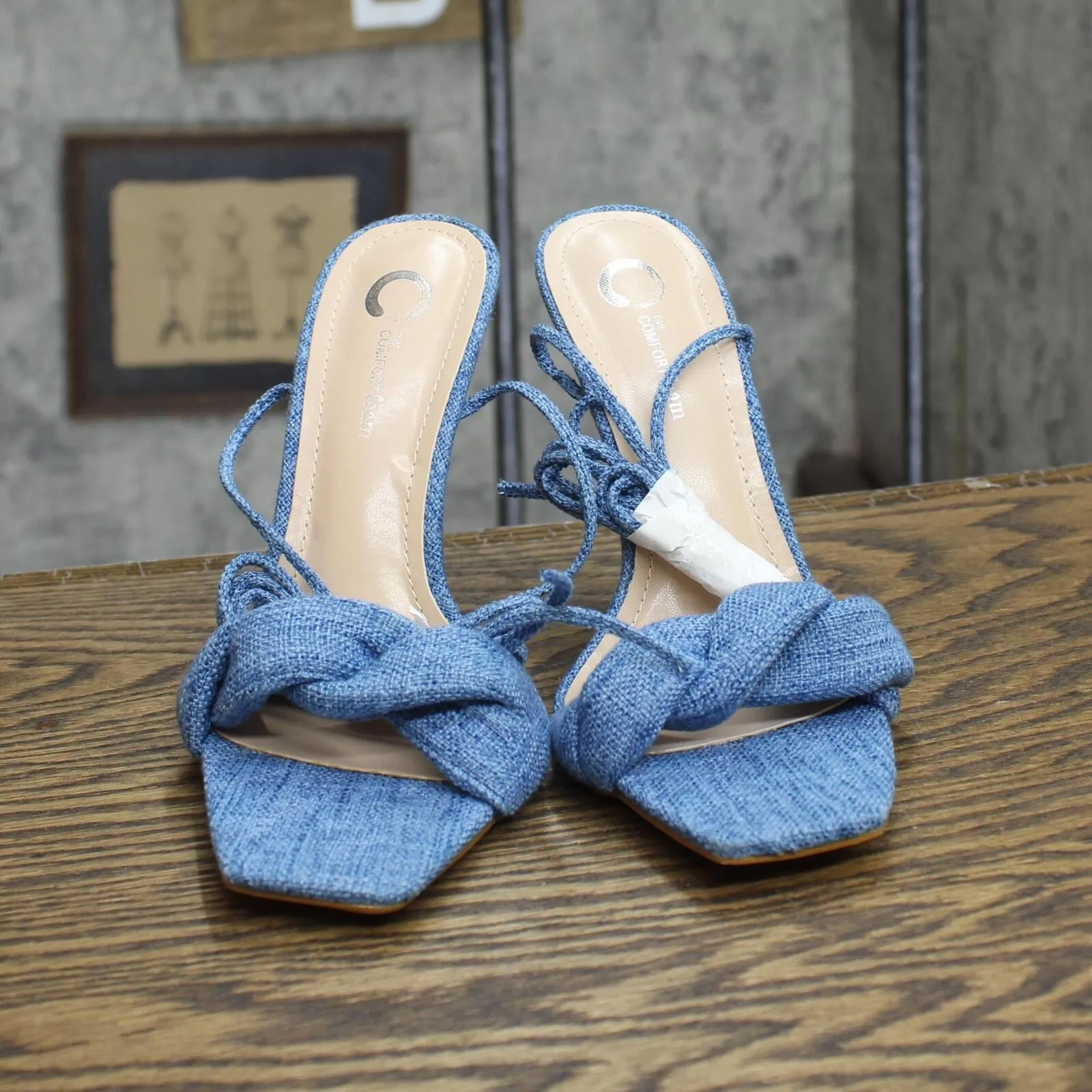 Journee Collection Womens Edelie Tru Comfort Foam High Stiletto Sandals Blue 8M