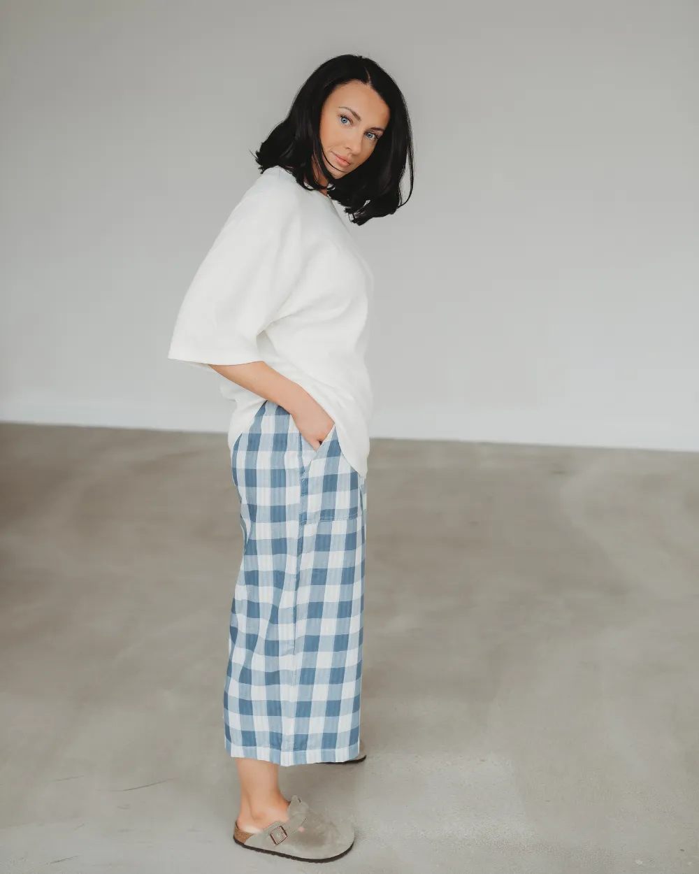 Judy Reversible Blue Check Trousers