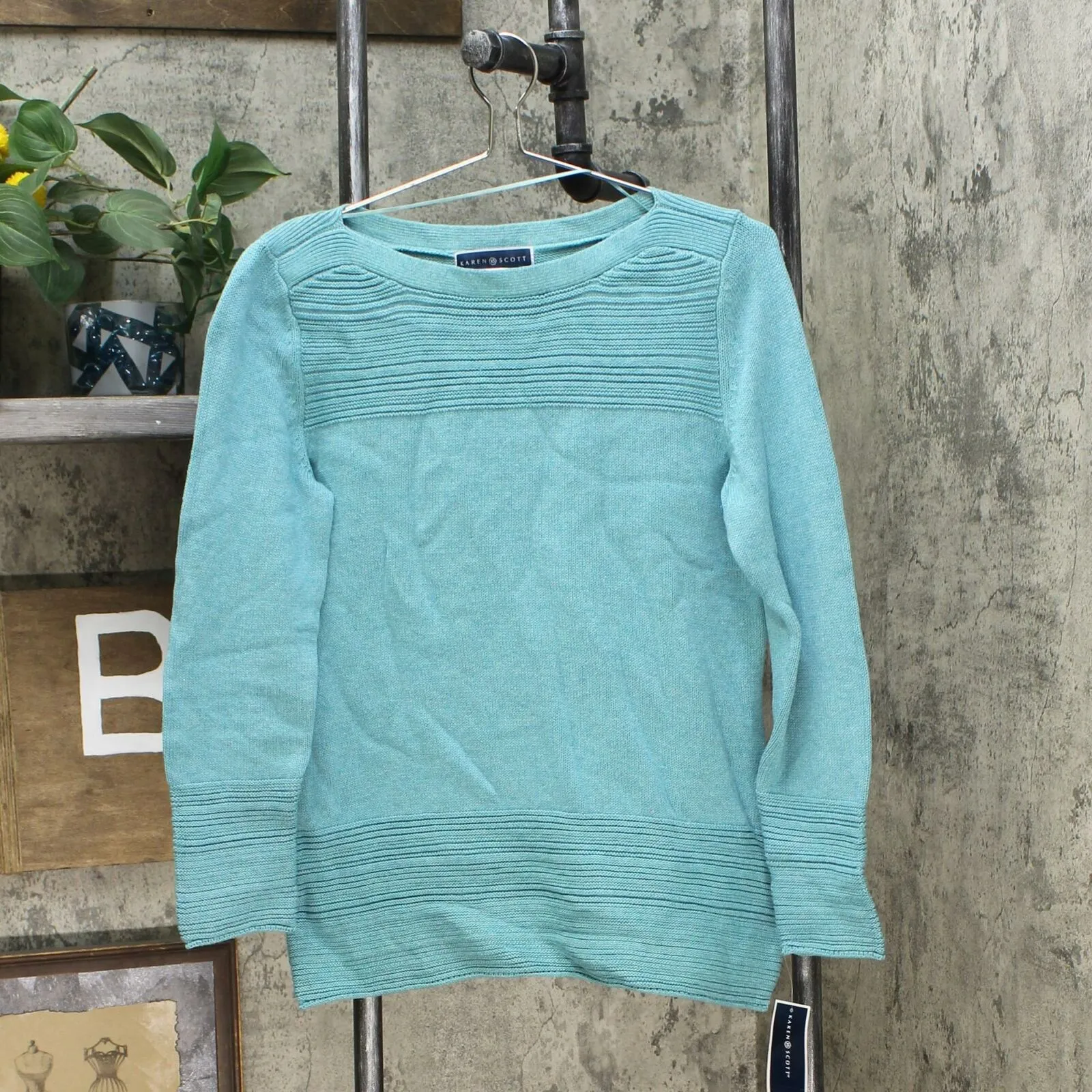 Karen Scott Women's Cotton Pullover Ottoman Sweater
