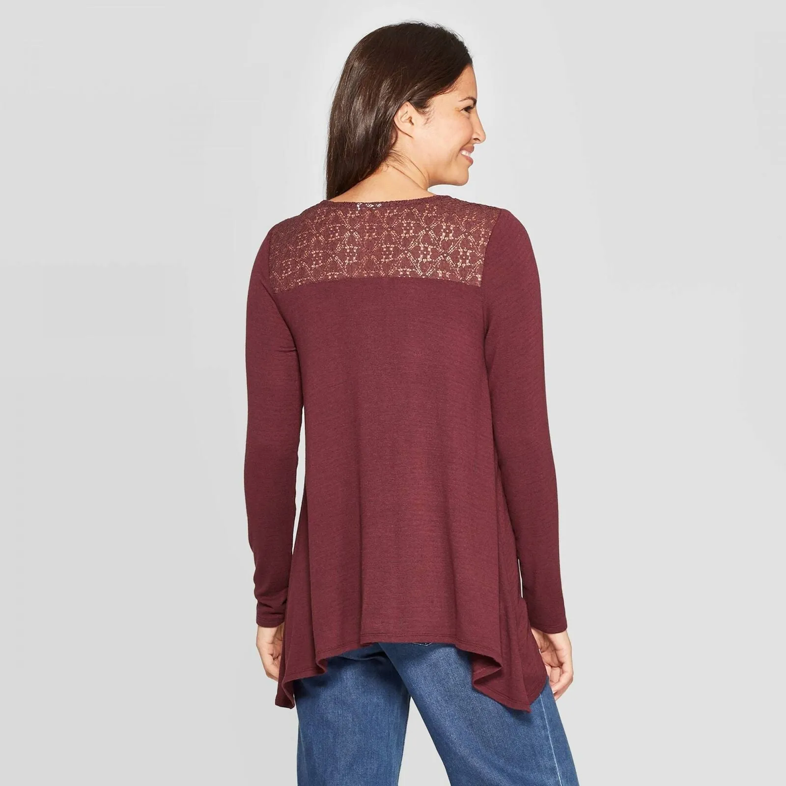 Knox Rose Women's Long Sleeve V-Neck Button Front Knit Blouse
