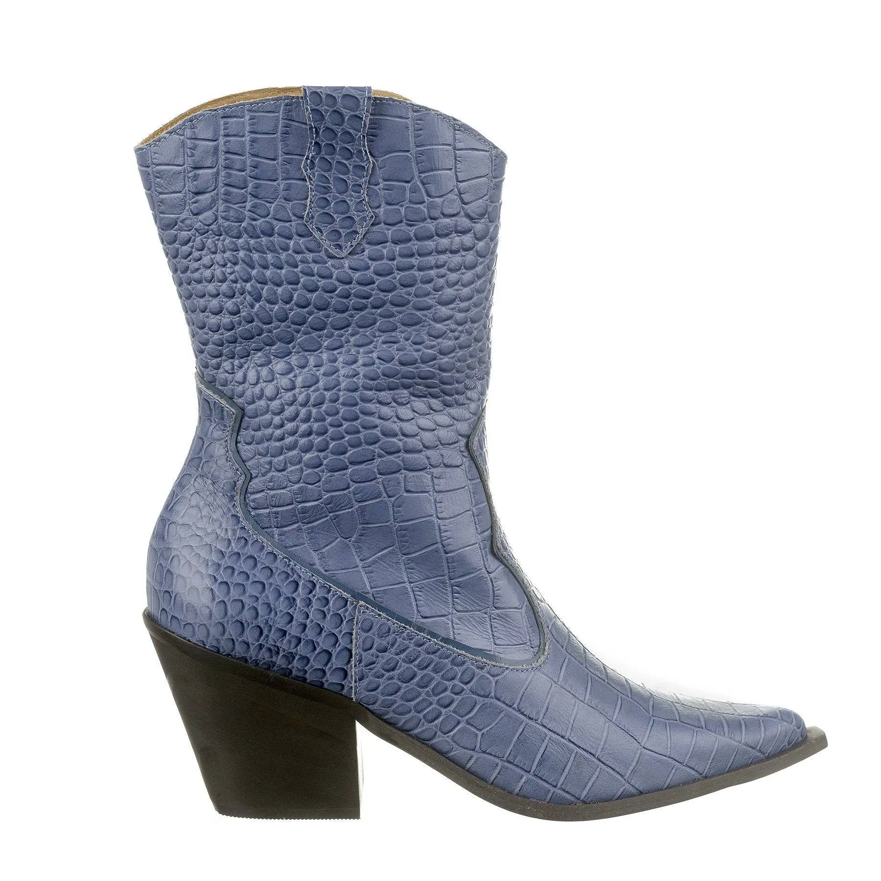 Lady - Western Mid-Calf Cowgirl Boots (Blue Denim Shade)
