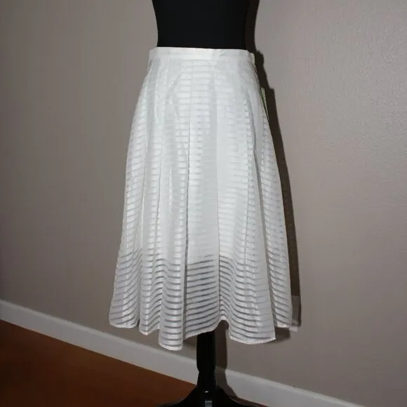 Leifsdottir Anthropologie Womens Shadow Striped Midi Skirt White Size 4 FairyNWT