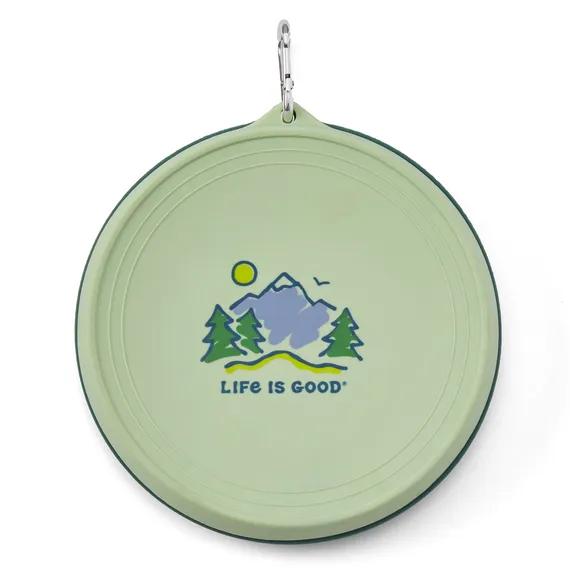 Life is Good Vintage Mountains Silicone Travel Bowl with Lid