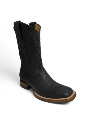 Los Altos Square Toe Bull Shoulder Black Rubber Sole - 82T3105