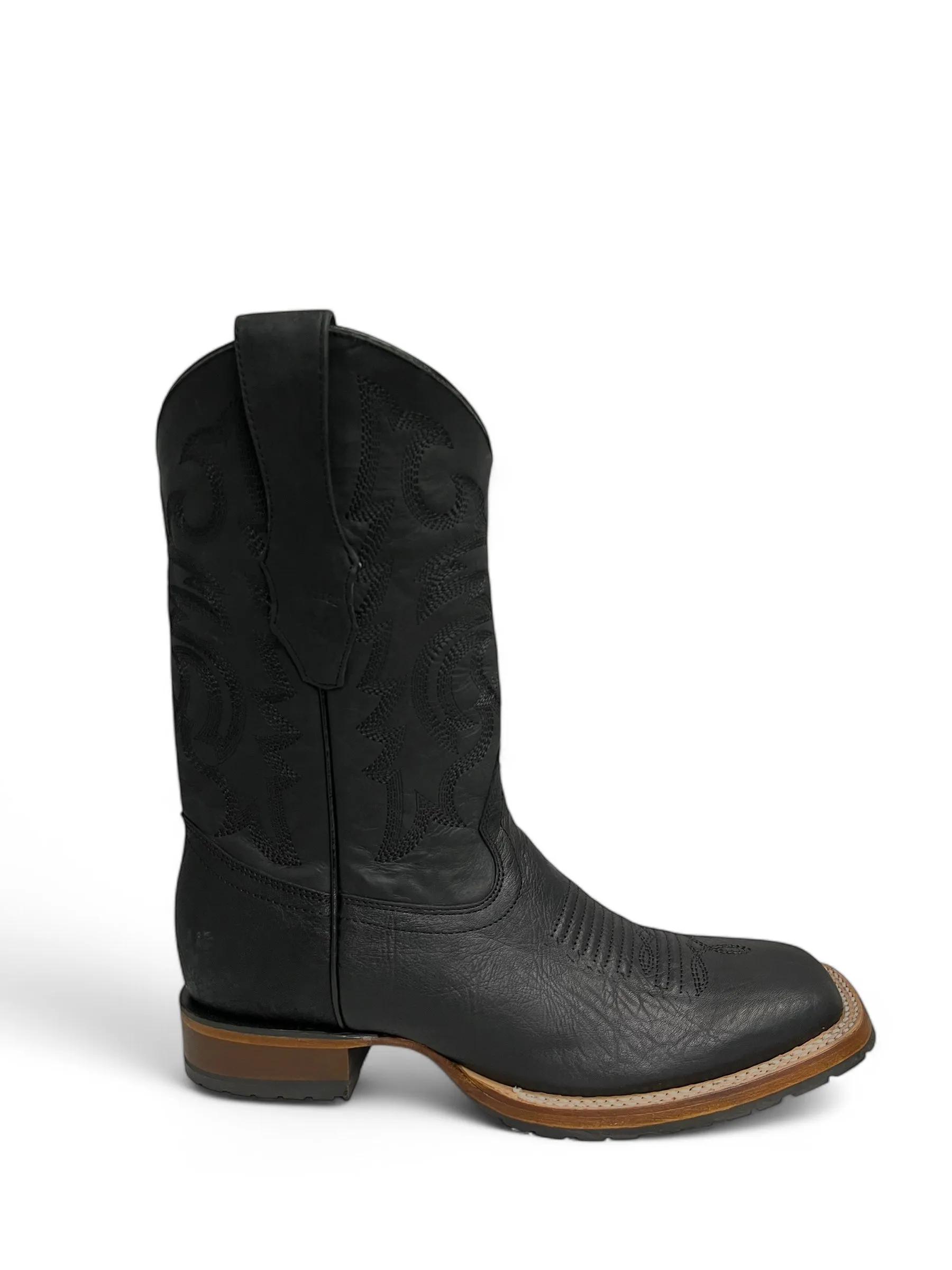 Los Altos Square Toe Bull Shoulder Black Rubber Sole - 82T3105