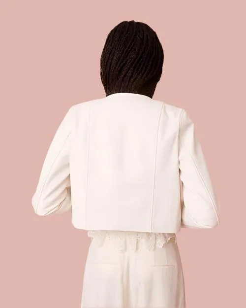 LoveShackFancy | Xander Cropped Leather Jacket |  White