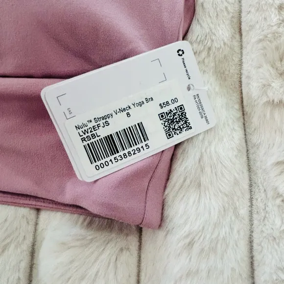 LULULEMON ATHLETICA Nulu Strappy V-Neck Yoga Bra A/B 8 Rose Blush NWT LL-148