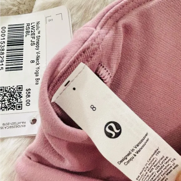 LULULEMON ATHLETICA Nulu Strappy V-Neck Yoga Bra A/B 8 Rose Blush NWT LL-148