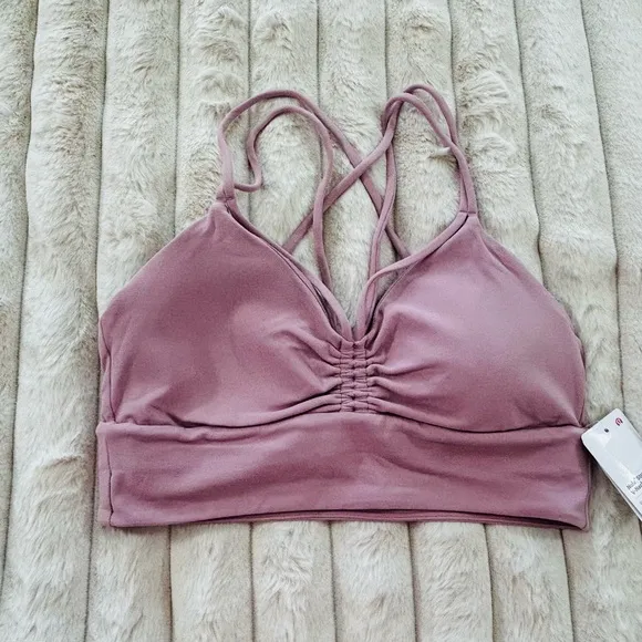 LULULEMON ATHLETICA Nulu Strappy V-Neck Yoga Bra A/B 8 Rose Blush NWT LL-148
