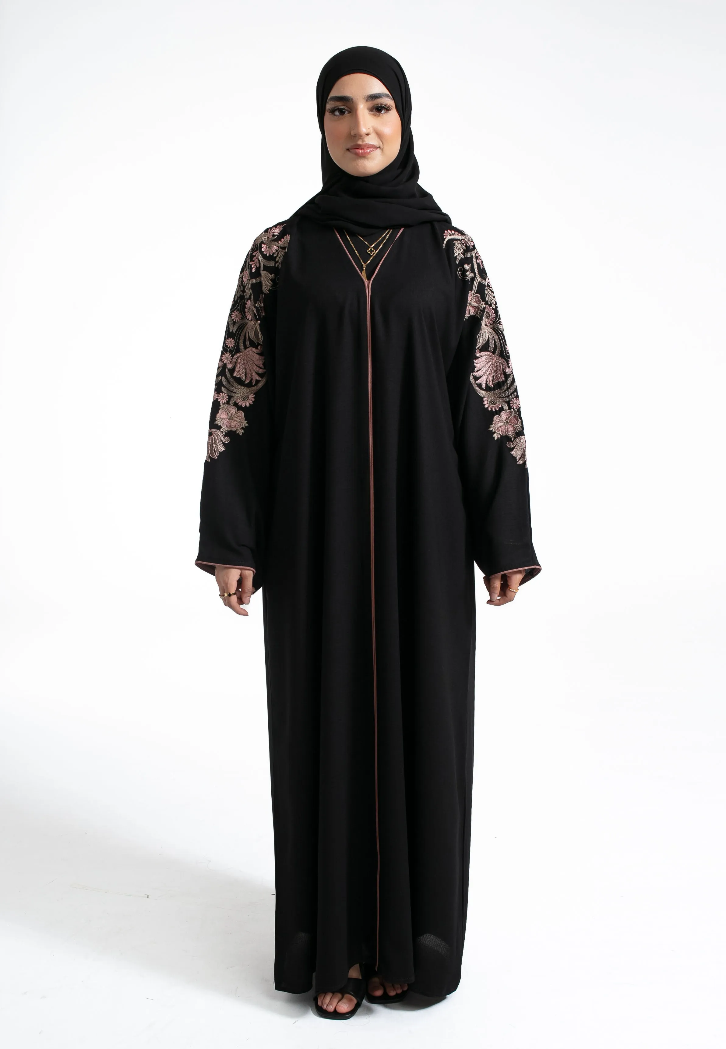 Luxury Floral Embroidered Closed Abaya (Premium)