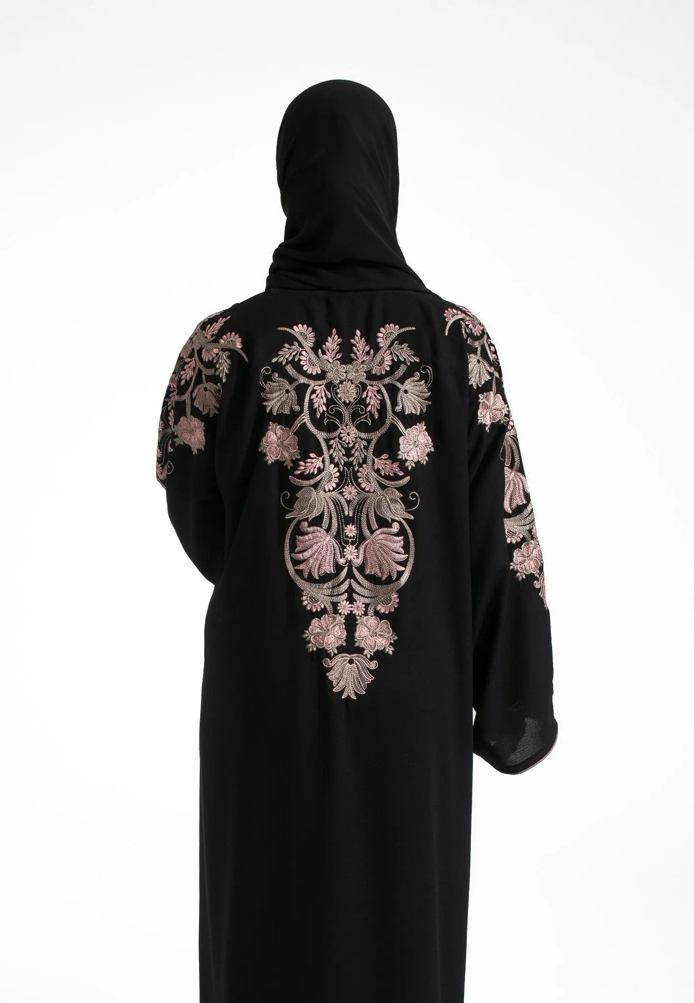 Luxury Floral Embroidered Closed Abaya (Premium)