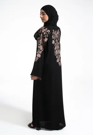 Luxury Floral Embroidered Closed Abaya (Premium)
