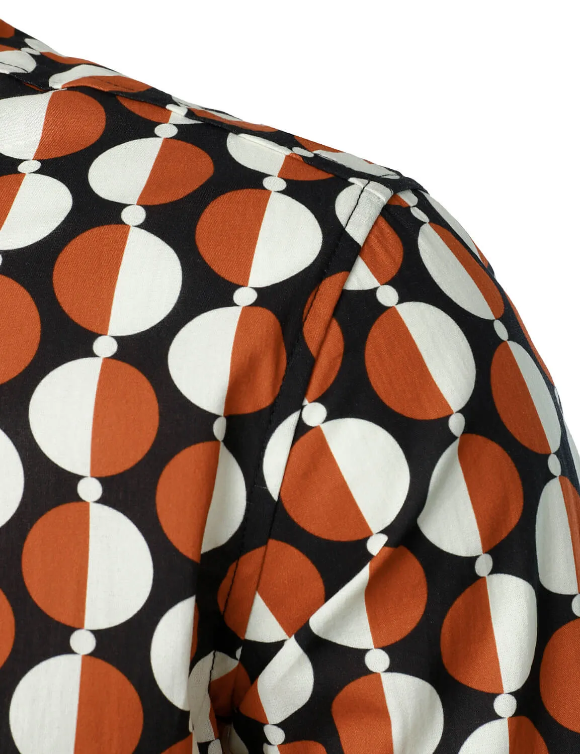 Men's Retro Geometric Round Print Cotton Button Long Sleeve Shirt