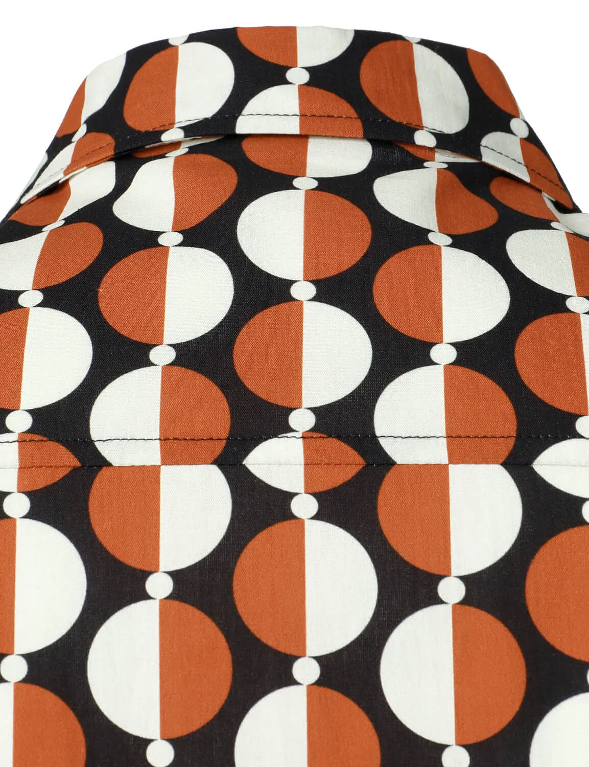 Men's Retro Geometric Round Print Cotton Button Long Sleeve Shirt