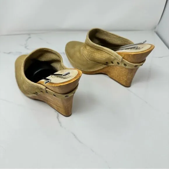 Michael Kors Nubuck Wedge Mules- Size 8