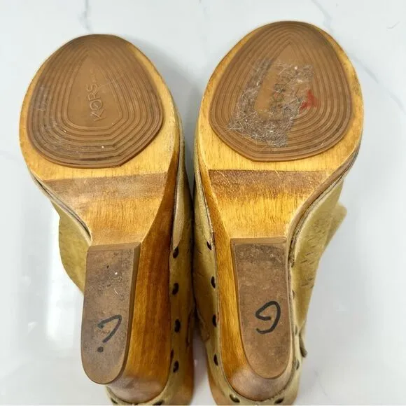 Michael Kors Nubuck Wedge Mules- Size 8