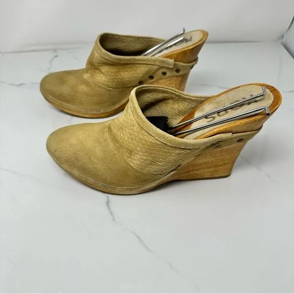 Michael Kors Nubuck Wedge Mules- Size 8