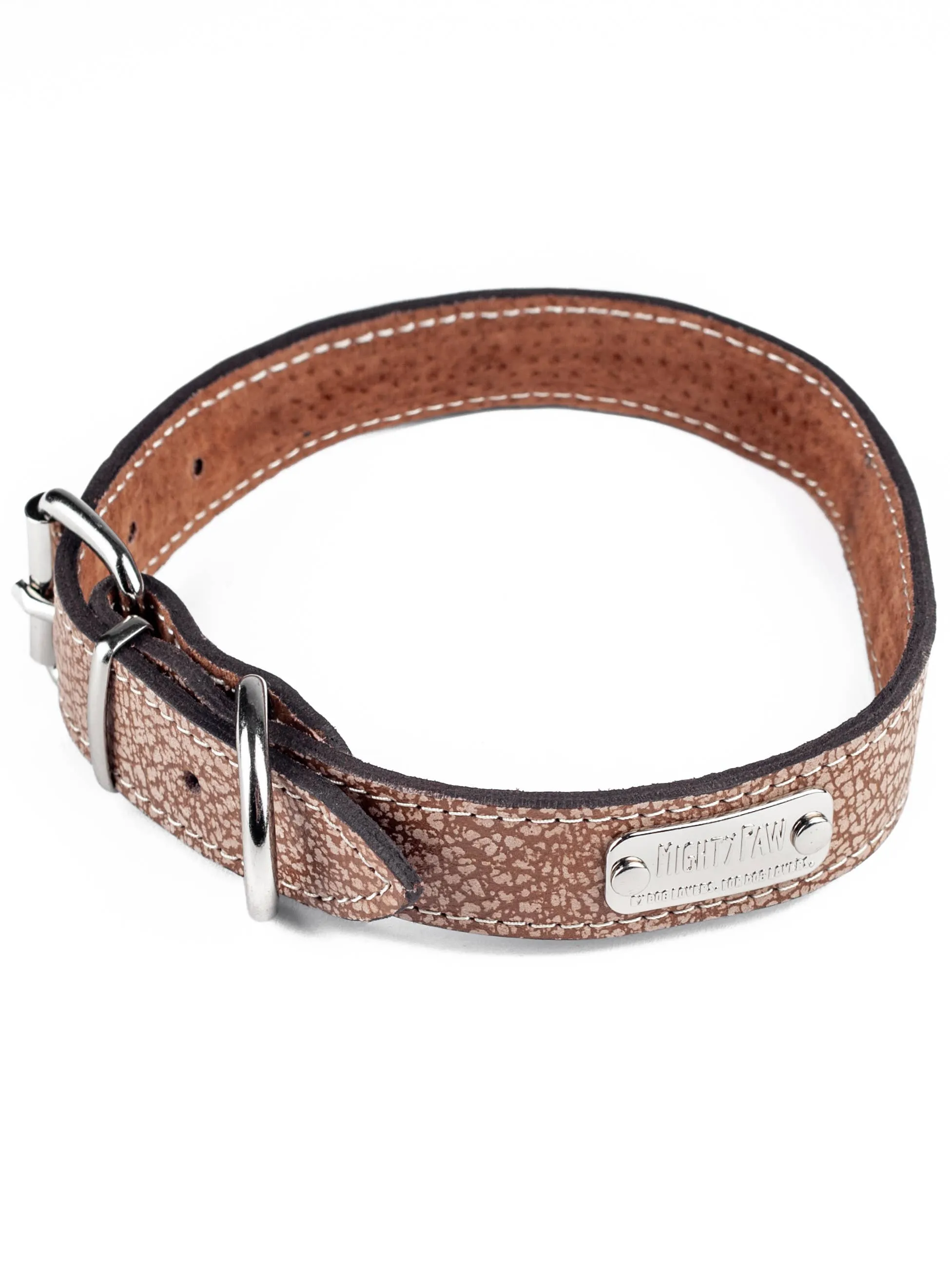 Mighty Paw - Leather Dog Collar - Distressed