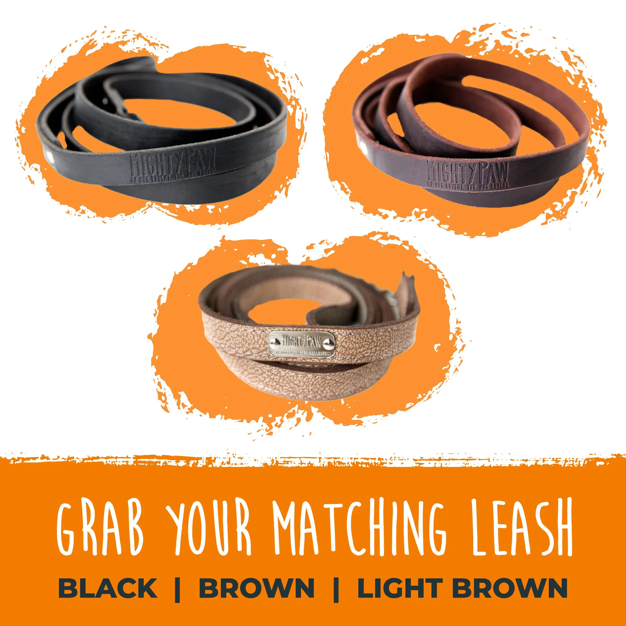Mighty Paw - Leather Dog Collar - Distressed