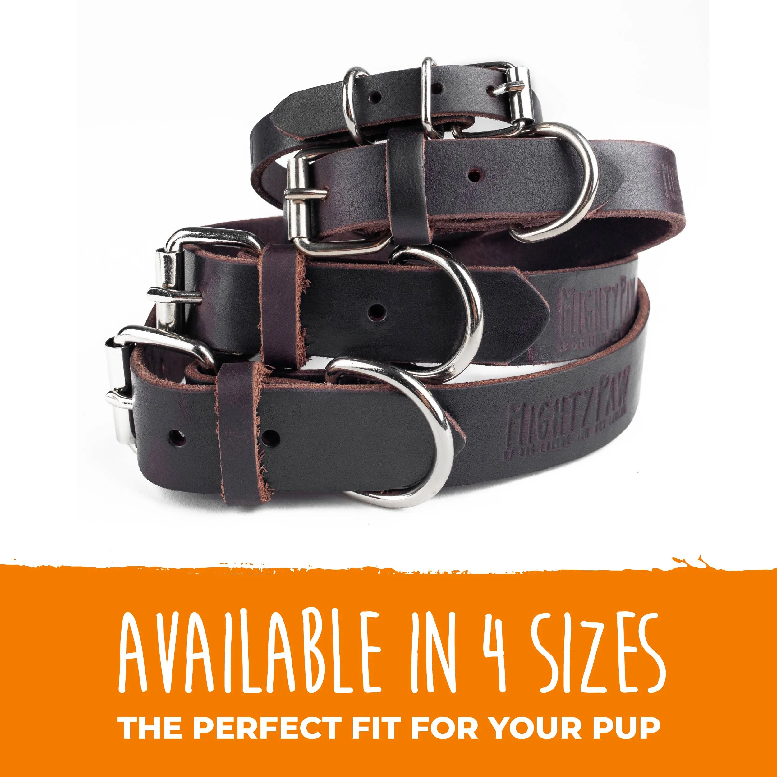 Mighty Paw - Leather Dog Collar - Distressed