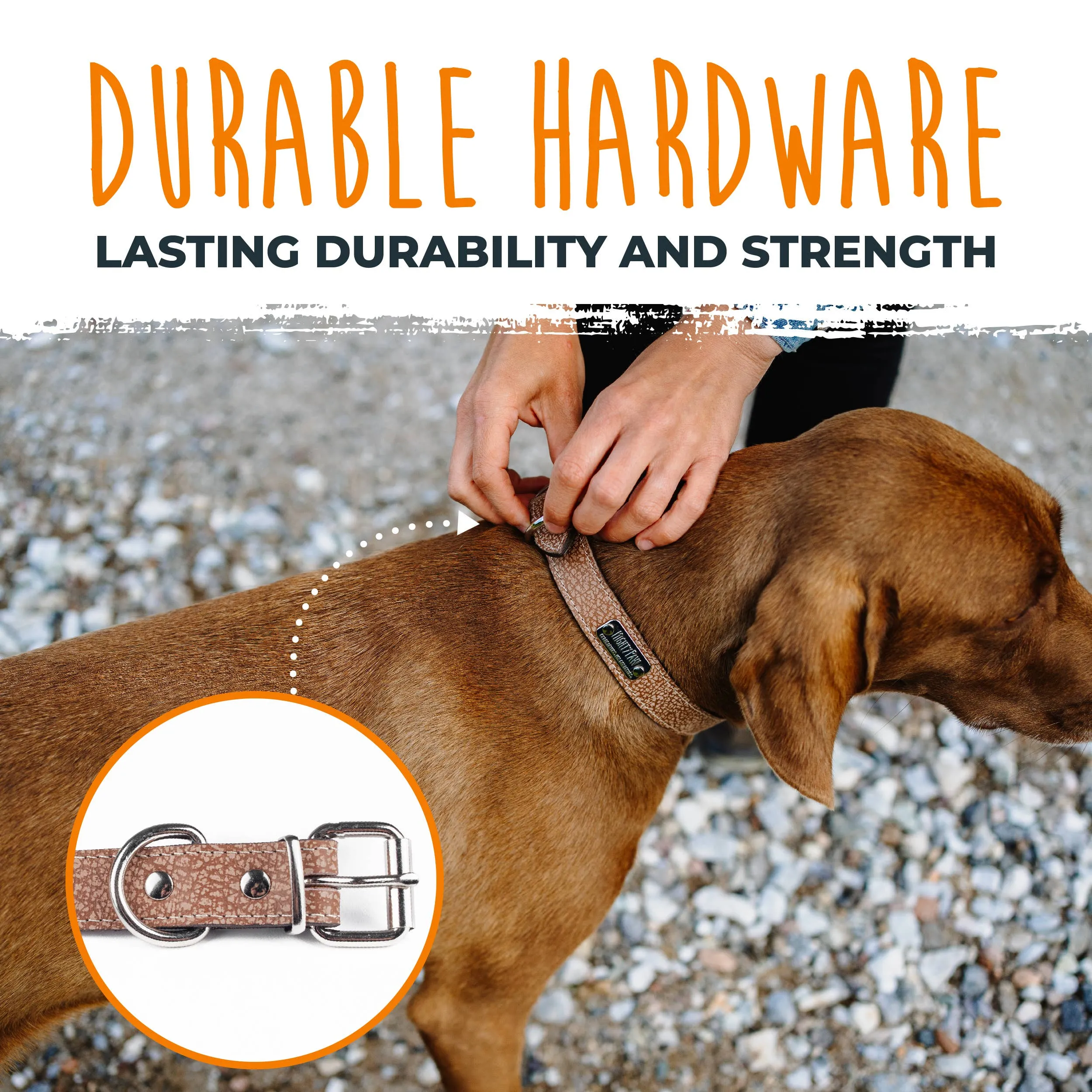 Mighty Paw - Leather Dog Collar - Distressed