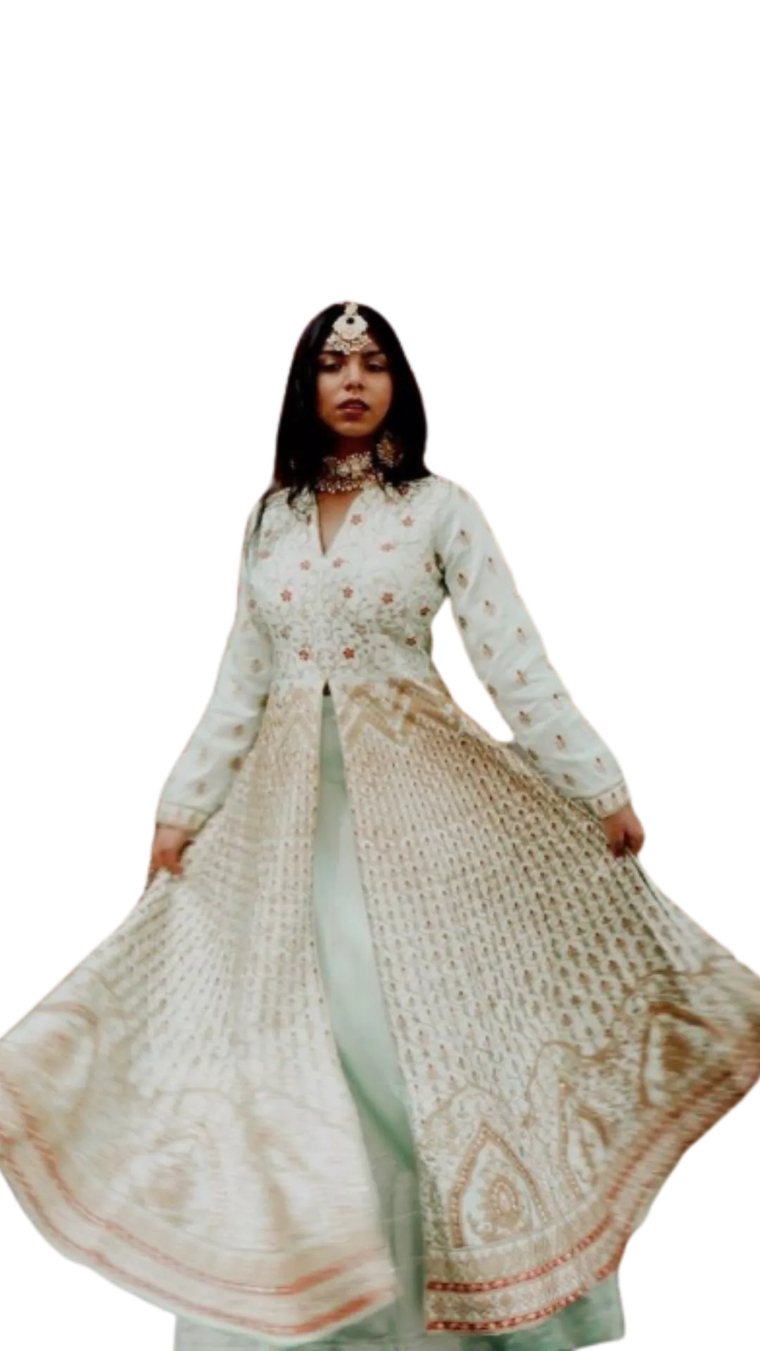 Mint Embroidered Anarkali