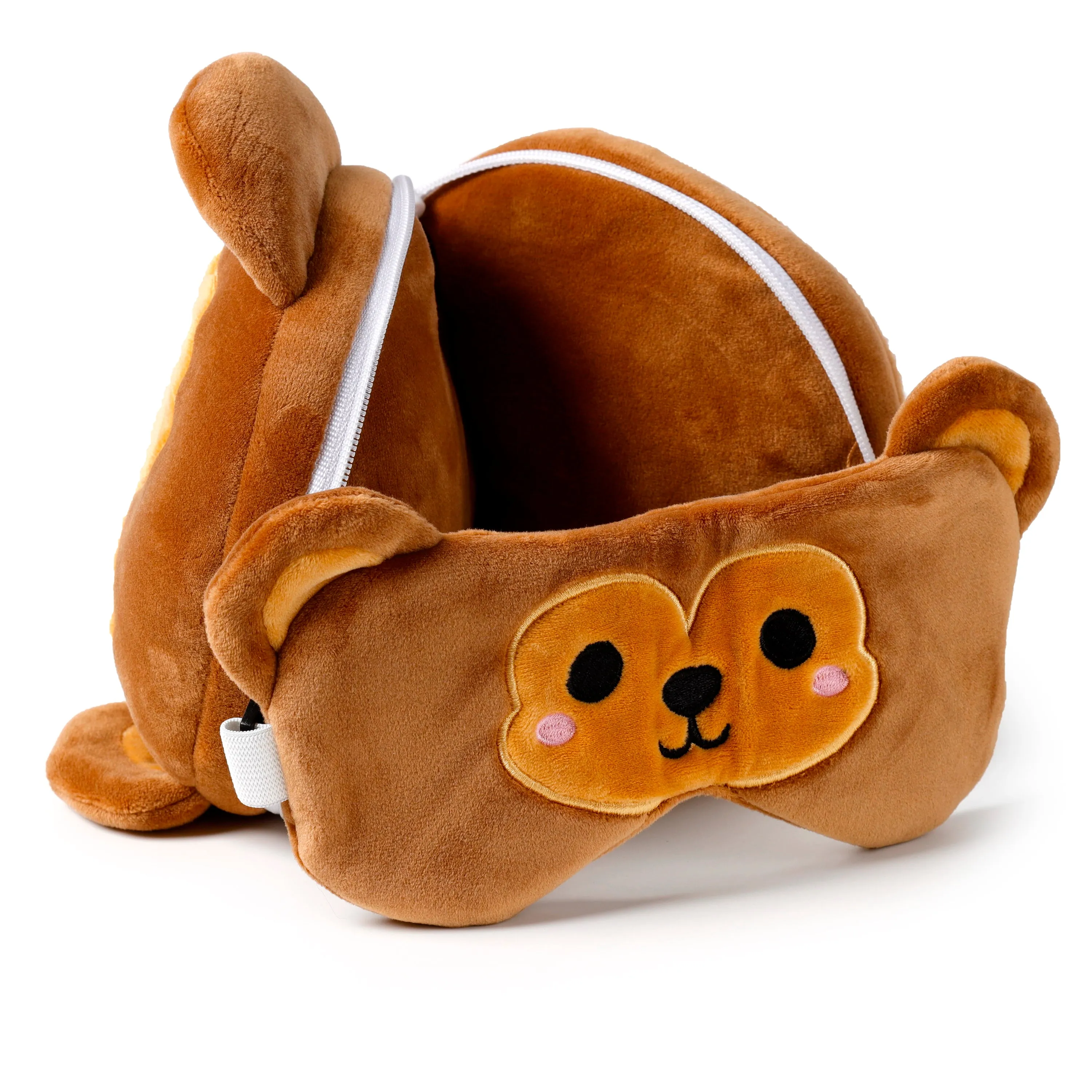 Monkey Relaxeazzz Plush Round Travel Pillow & Eye Mask Set