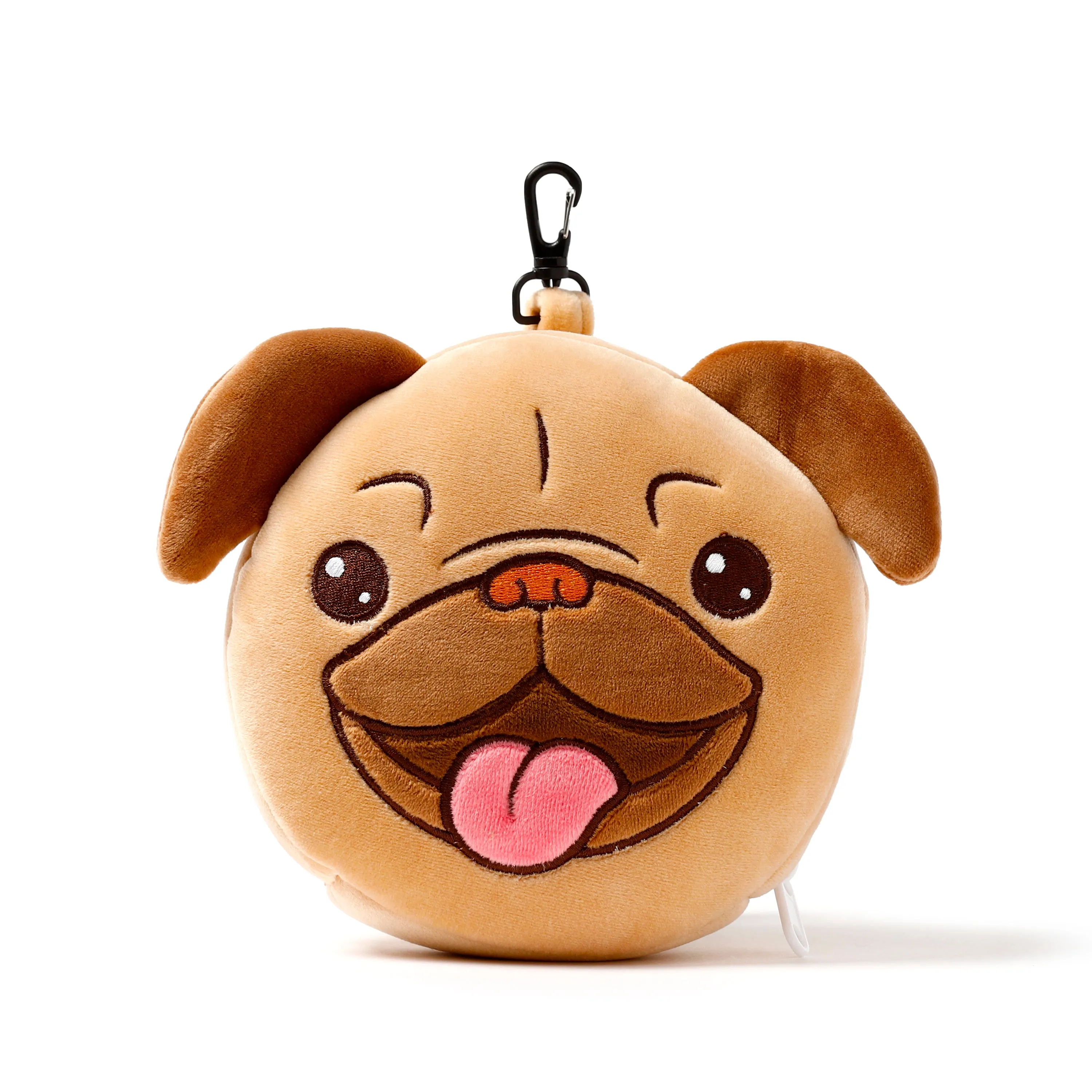 Mopps Pug Relaxeazzz Plush Round Travel Pillow & Eye Mask Set