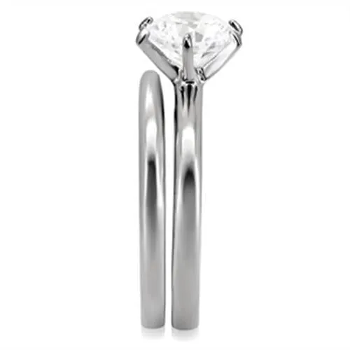 MT790 - Solitaire Beauty Stainless Steel Wedding Set Newest Style April Birthstone
