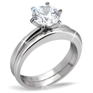 MT790 - Solitaire Beauty Stainless Steel Wedding Set Newest Style April Birthstone
