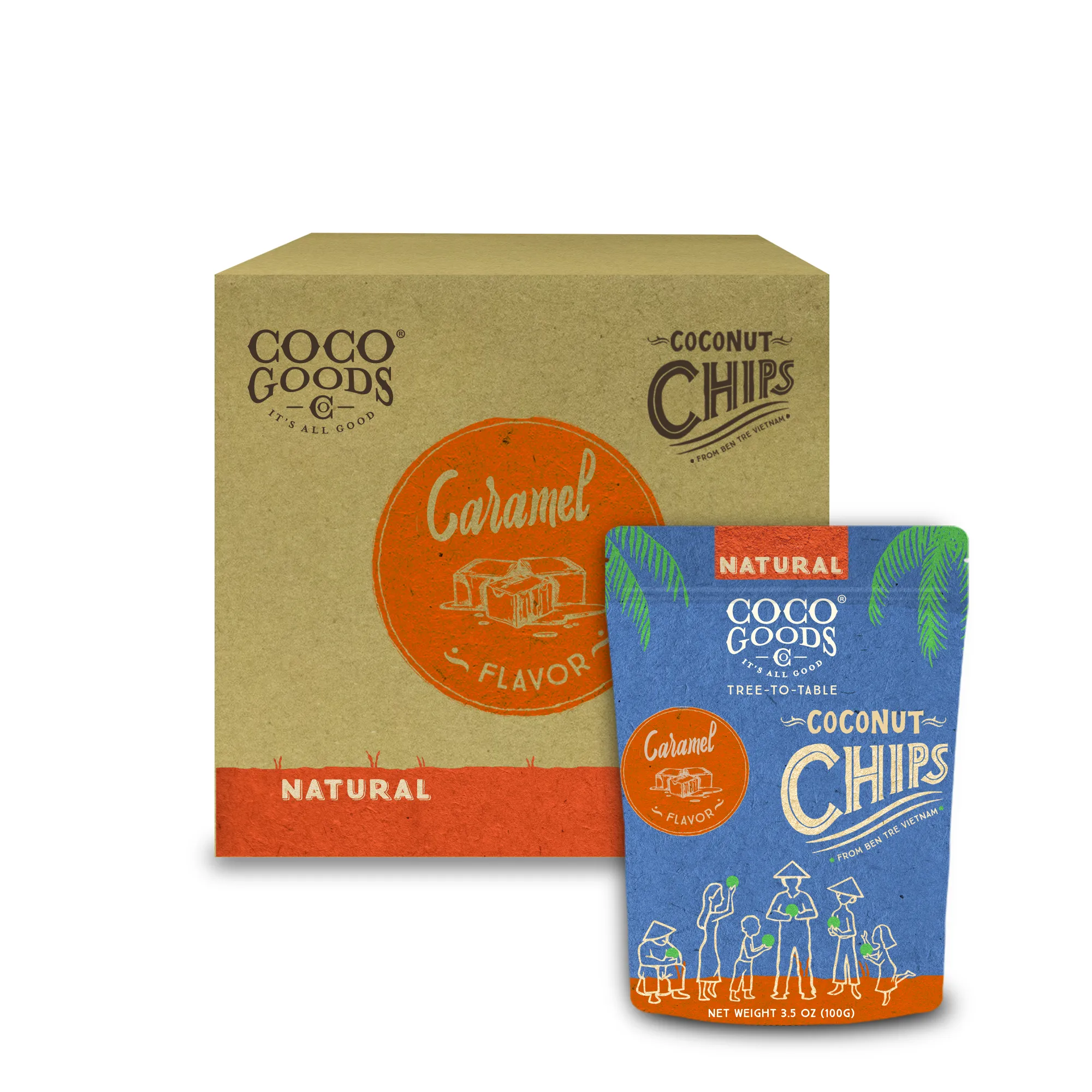 Natural Toasted Coconut Chips, Caramel 3.5 oz Zip Lock Bag