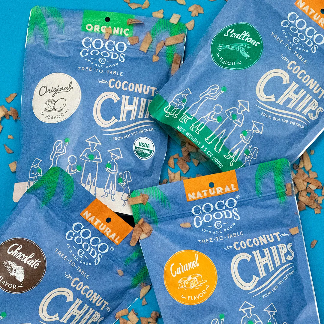Natural Toasted Coconut Chips, Caramel 3.5 oz Zip Lock Bag