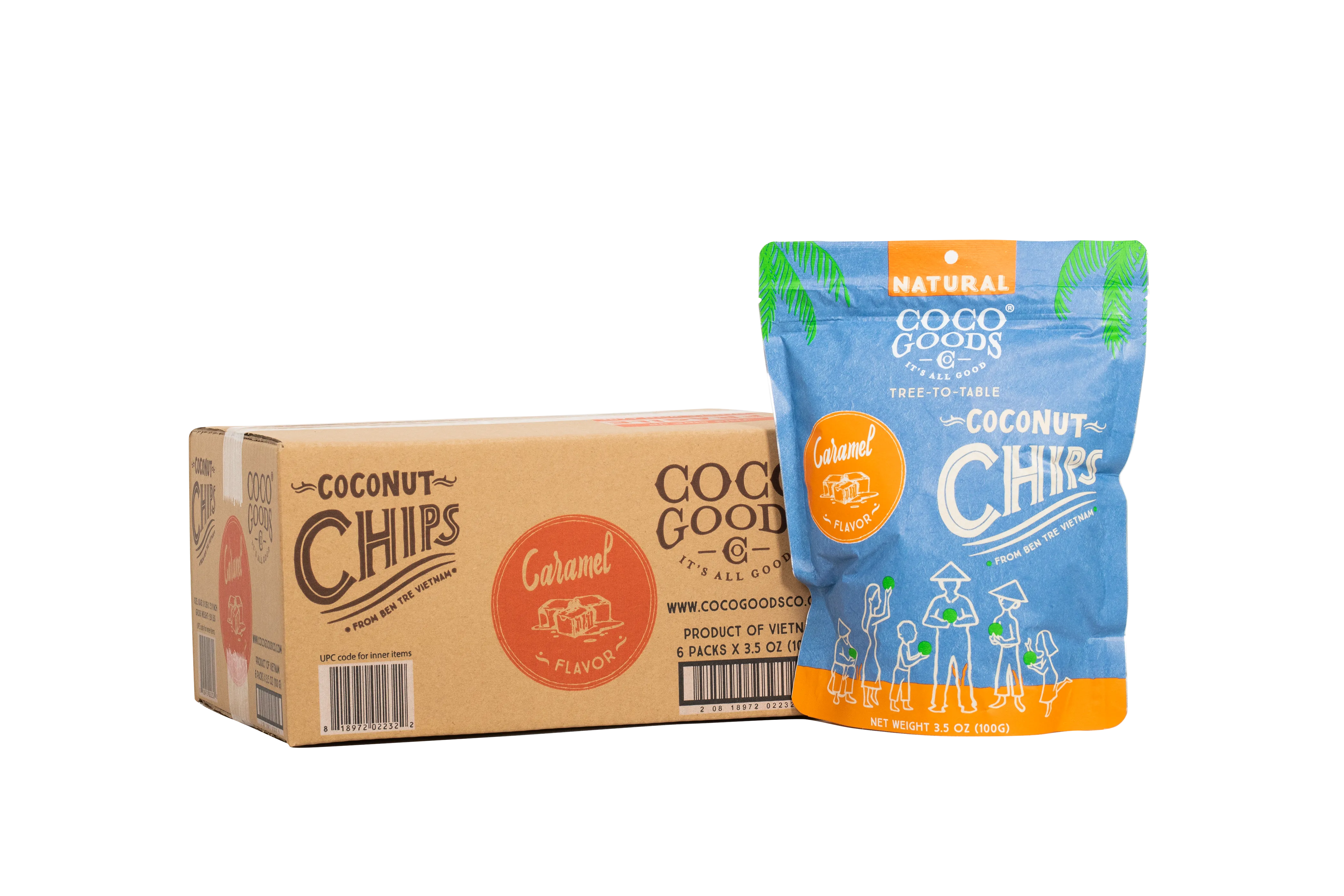 Natural Toasted Coconut Chips, Caramel 3.5 oz Zip Lock Bag