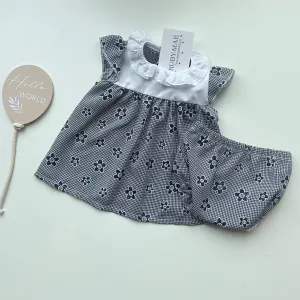Navy Check Dress With Matching Bloomers - Sadie