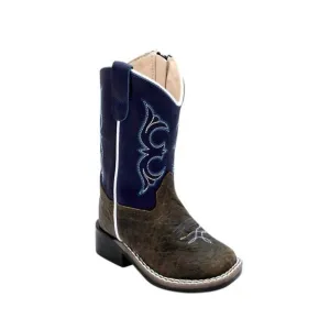 NEW OLD WEST boy's square toe zipper boots in blue