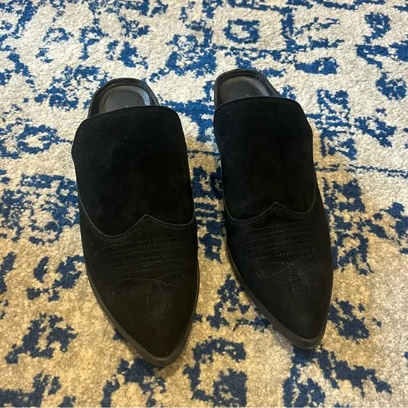 New Rebecca Minkoff Black Suede Mules