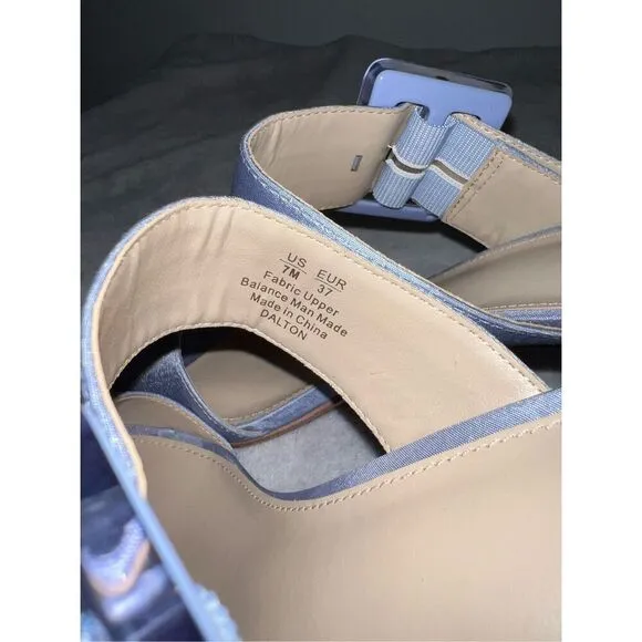 NEW! Lavender Satin BLOCK Heel Buckle Mules US7