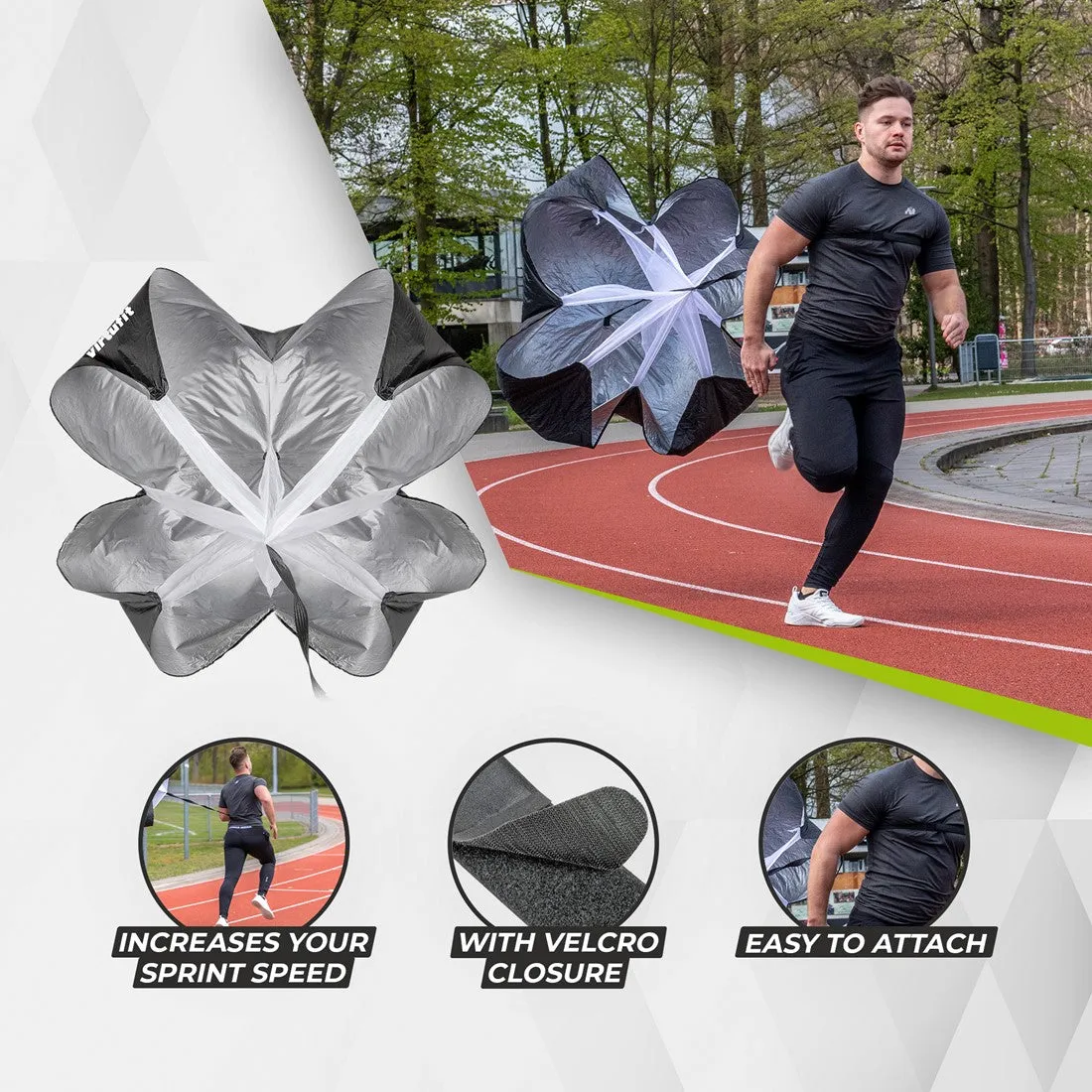 Parasuta viteza Pro VirtuFit Pro Speed cu geanta de transport
