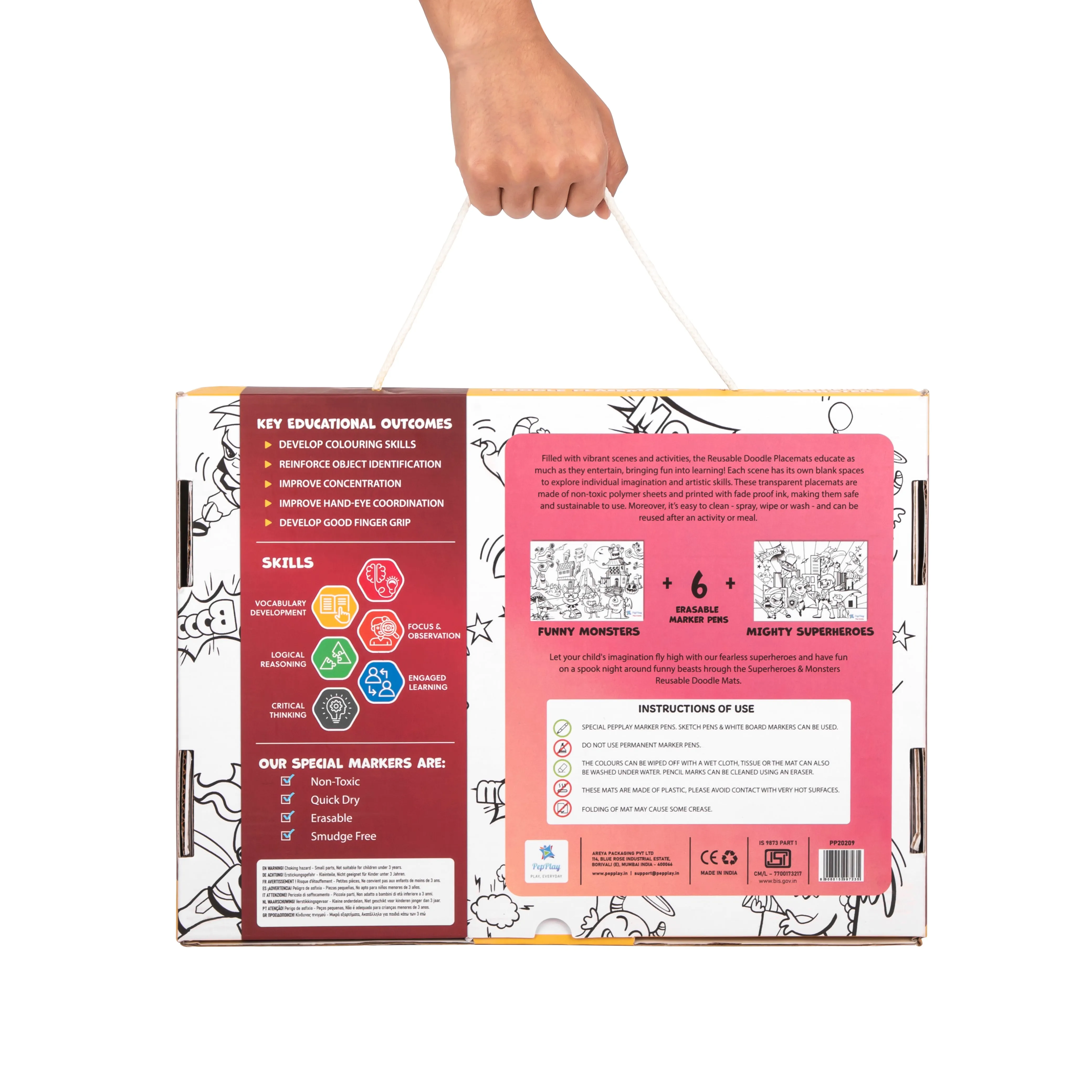 PepPlay Doodle Placemats - Superheroes & Monsters