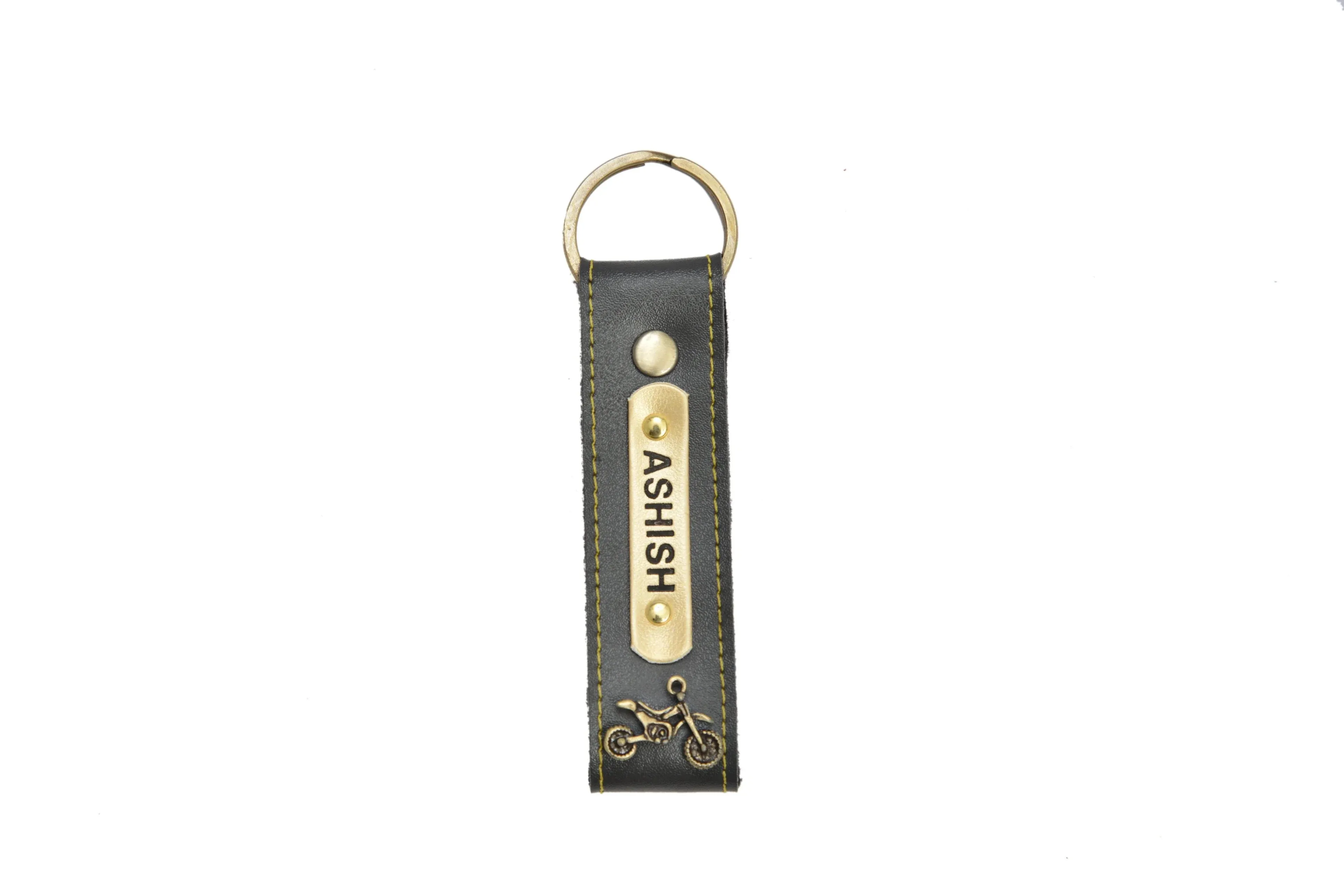 Personalized Stylish Vegan Leather Keychain - Grey